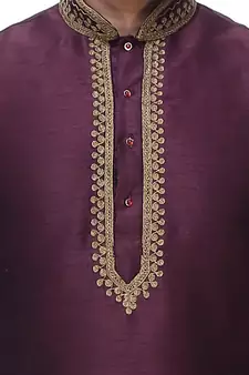 Wine Maroon Art Silk Kurta Pajama