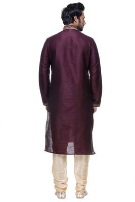 Wine Maroon Art Silk Kurta Pajama 3