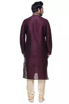 Wine Maroon Art Silk Kurta Pajama