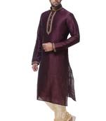 Wine Maroon Art Silk Kurta Pajama