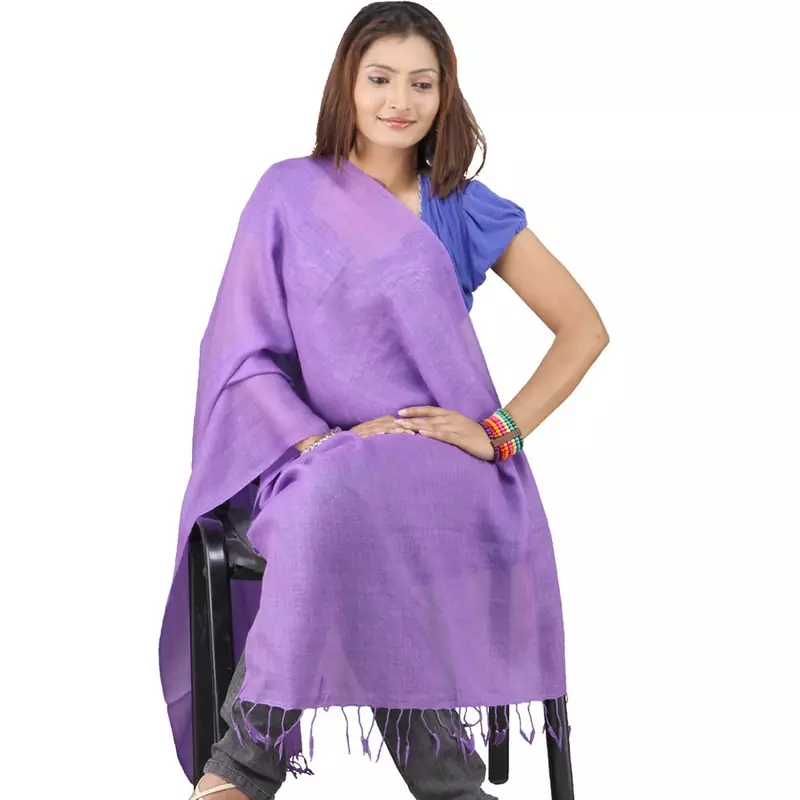 Pure Kashmiri Designer Purple Woolen Scarf Stole