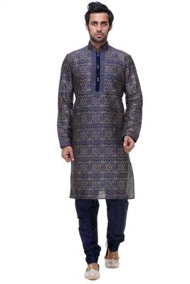 Indian Poshakh Blue Art Silk Kurta Pajama 1