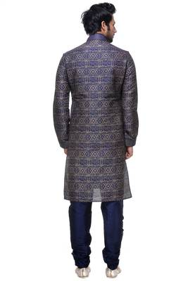 Indian Poshakh Blue Art Silk Kurta Pajama 2