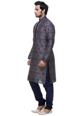 Indian Poshakh Blue Art Silk Kurta Pajama 4