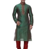 Indian Poshakh Green Art Silk Kurta Pajama