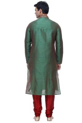 Indian Poshakh Green Art Silk Kurta Pajama 2