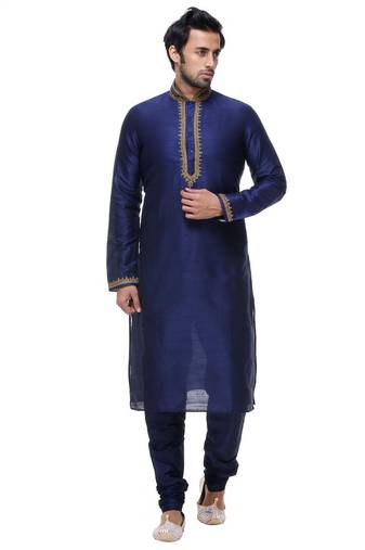 Blue Art Silk Kurta Pajama