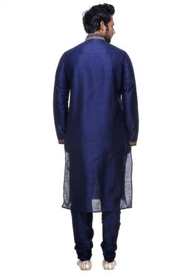 Blue Art Silk Kurta Pajama 2