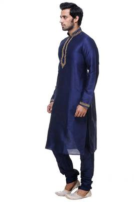 Blue Art Silk Kurta Pajama 4