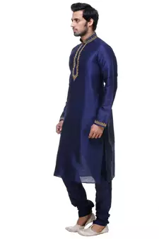 Blue Art Silk Kurta Pajama