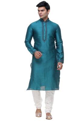 Rama Green Art Silk Kurta Pajama 1