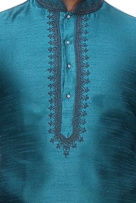 Rama Green Art Silk Kurta Pajama 3