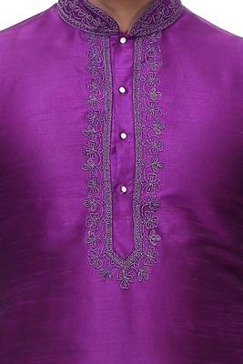 Purple Art Silk Kurta Pajama 2