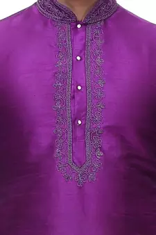 Purple Art Silk Kurta Pajama