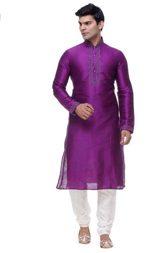 Purple Art Silk Kurta Pajama