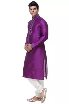 Purple Art Silk Kurta Pajama