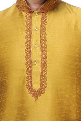 Indian Poshakh Gold Art Silk Kurta Pajama 2