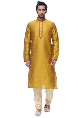 Indian Poshakh Gold Art Silk Kurta Pajama 1
