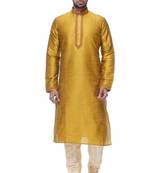 Indian Poshakh Gold Art Silk Kurta Pajama