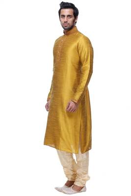 Indian Poshakh Gold Art Silk Kurta Pajama 4