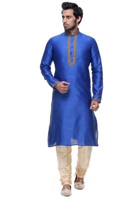Blue Art Silk Kurta Pajama 1