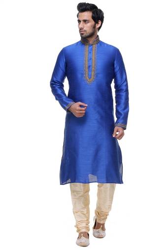 Blue Art Silk Kurta Pajama