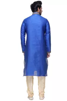 Blue Art Silk Kurta Pajama