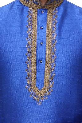 Blue Art Silk Kurta Pajama 3
