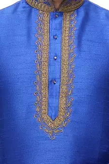 Blue Art Silk Kurta Pajama