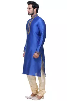 Blue Art Silk Kurta Pajama