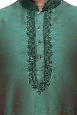 Indian Poshakh Green Art Silk Kurta Pajama 2