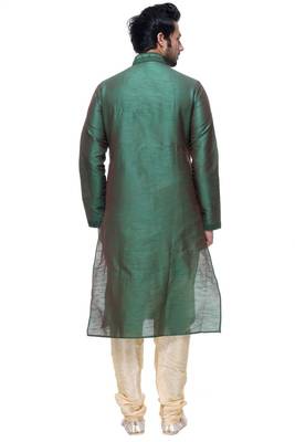 Indian Poshakh Green Art Silk Kurta Pajama 3