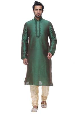 Indian Poshakh Green Art Silk Kurta Pajama 1