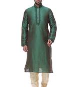 Indian Poshakh Green Art Silk Kurta Pajama