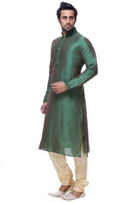 Indian Poshakh Green Art Silk Kurta Pajama 4