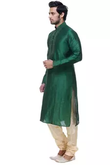 Green Art Silk Kurta Pajama