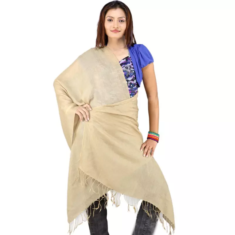 Beige Lightweight Kashmiri Warm Woolen Scarf Stole