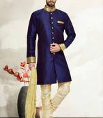 Navy Blue Kheecha Dupion Kurta Pajama