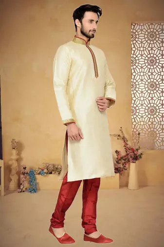 Indian Poshakh Gold Jharna Silk Kurta Pajama