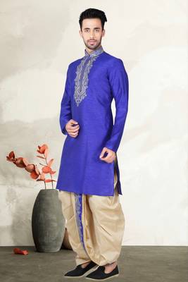 Indian Poshakh Royal Blue Bangalore Silk Kurta Pajama 2