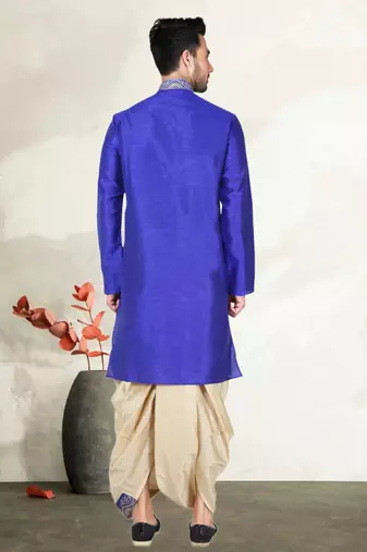 Indian Poshakh Royal Blue Bangalore Silk Kurta Pajama