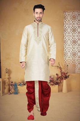 Fawn Bangalore Silk Kurta Pajama 1
