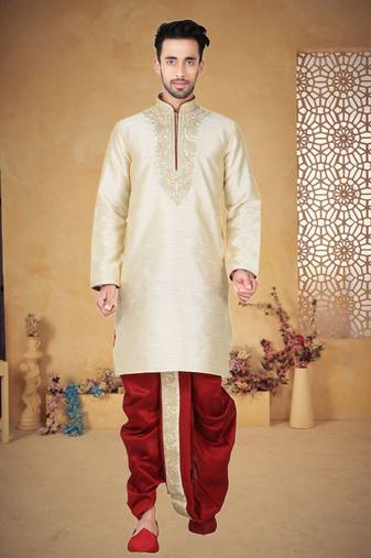 Indian Poshakh Fawn Bangalore Silk Kurta Pajama