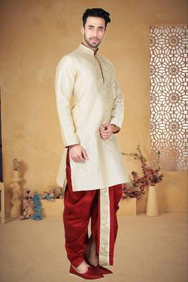 Fawn Bangalore Silk Kurta Pajama 2
