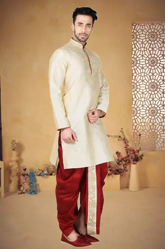 Fawn Bangalore Silk Kurta Pajama