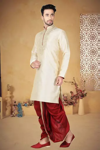 Fawn Bangalore Silk Kurta Pajama