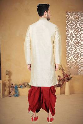 Fawn Bangalore Silk Kurta Pajama 4