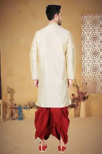 Fawn Bangalore Silk Kurta Pajama