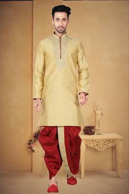 Gold Bangalore Silk Kurta Pajama 1