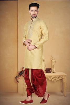Gold Bangalore Silk Kurta Pajama 2